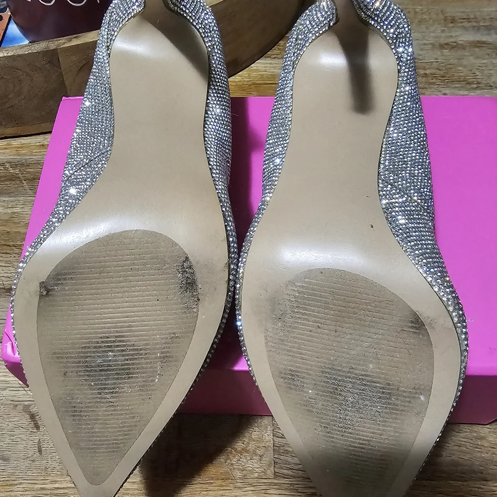 Steve Madden Daisy Crystal Silver Stiletto Heels - Picture 4 of 16